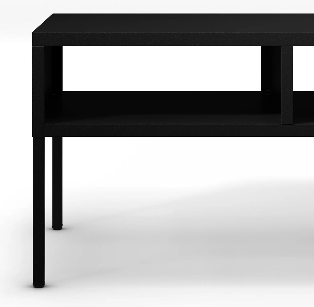 Fekete, téglalap alakú fém dohányzóasztal, 900x450x450 mm: MATTEO