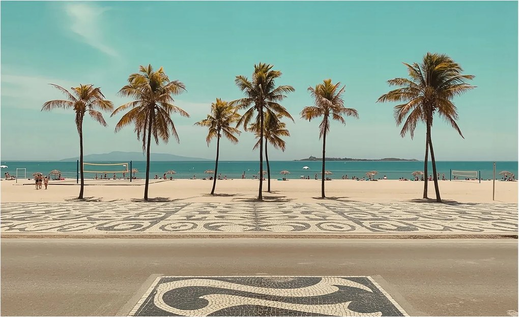 Dekoratív fotótapéta Hálószoba Pálmafák strand 416x254 Ragasztó