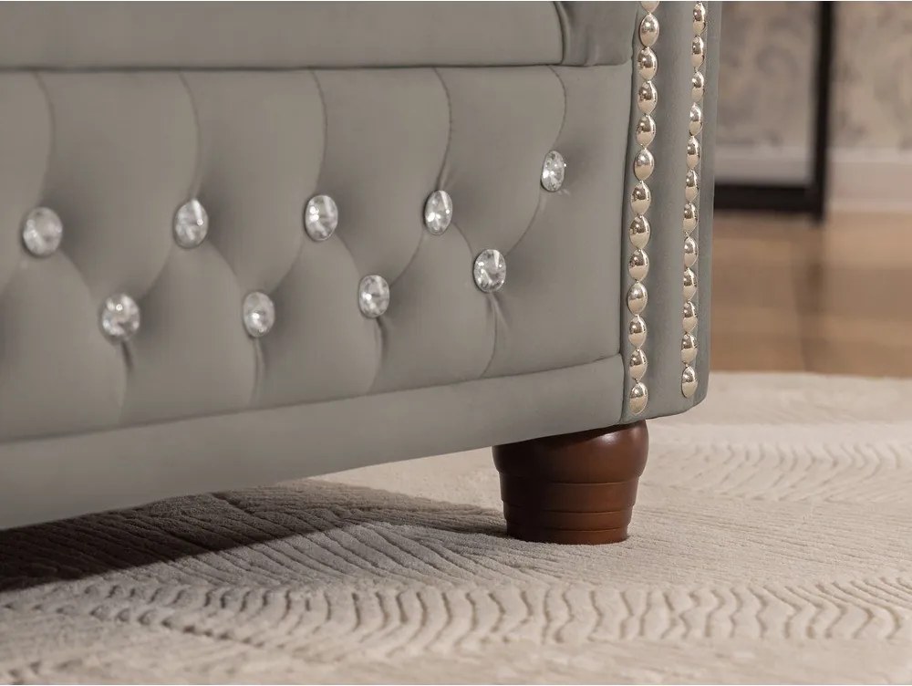 Szürke bársony kinyitható sarokkanapé (bal oldali-L alakú) York Blik – Ropez