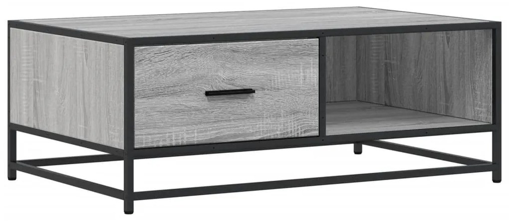 Szürke sonoma szerelt fa és fém dohányzóasztal 90 x 57 x 35 cm