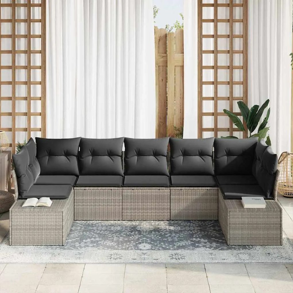 Kerti Kanapé Szett 7 pcs Világosszürke 289 x 154 x 85 cm