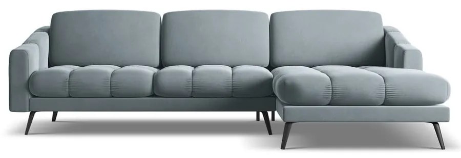 Világoskék bársony sarokkanapé (jobb oldali) Nalu – Makamii