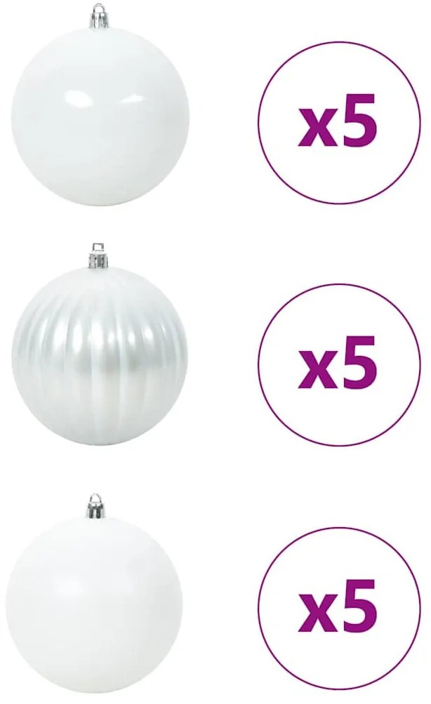 Karácsonyi Díszgömb Készlet 15 pcs Fehér