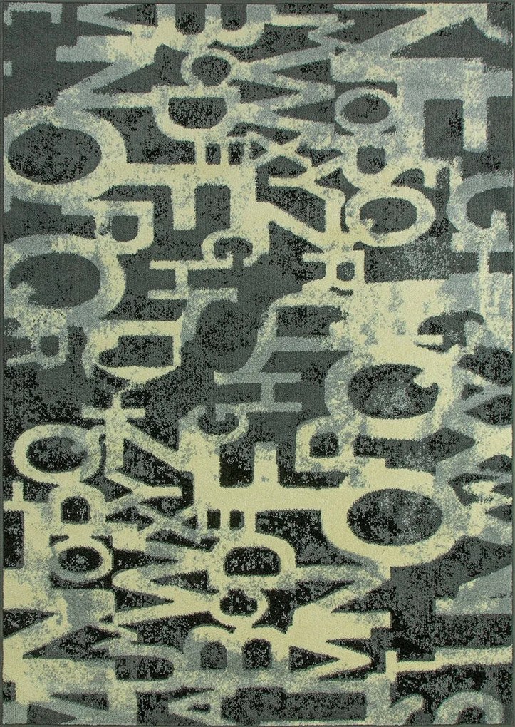 Modern Betűs Szőnyeg Szürke Fekete Agnella Funky Min Grafit 200x280 cm
