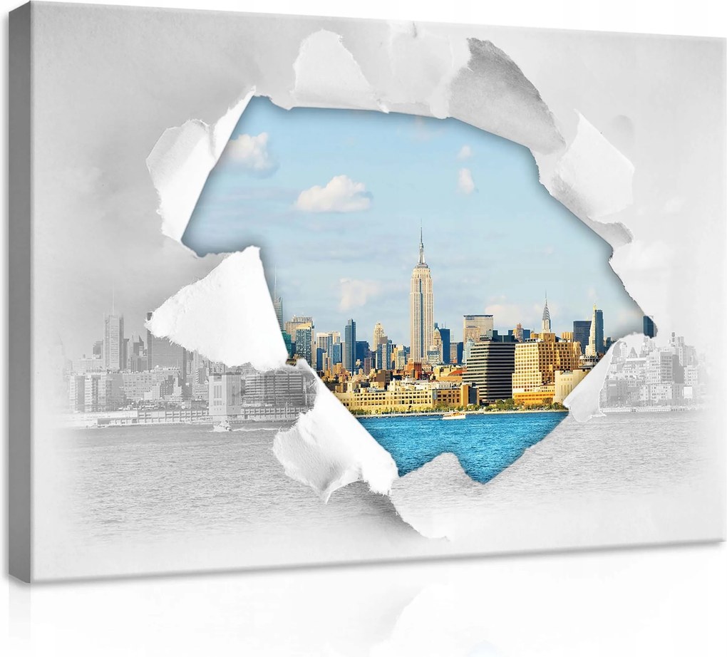 Vászonkép 70x50 New York város felhőkarcolók Empire State Building víz