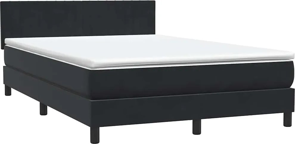 vidaXL fekete bársony rugós ágy matraccal 160x210 cm