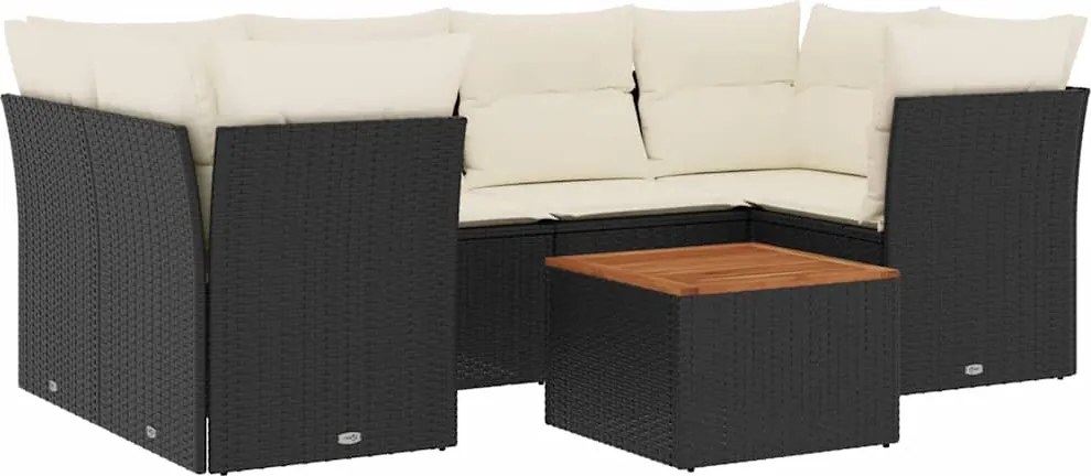 vidaXL 7 részes fekete polyrattan kerti ülőgarnitúra párnával
