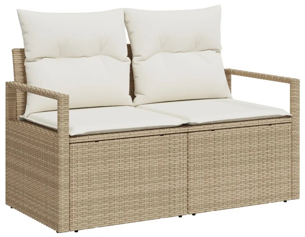 10 Darabos Kerti Kanapészett Párnákkal Bézs Poly Rattan Akáciával, 2 Fős Kerti Kanapé Tárolóval &amp; Párnákkal Bézs Poly Rattan, 3 Darabos Kerti Étkezőszett Párnákkal Bézs Poly Rattan Akáciával