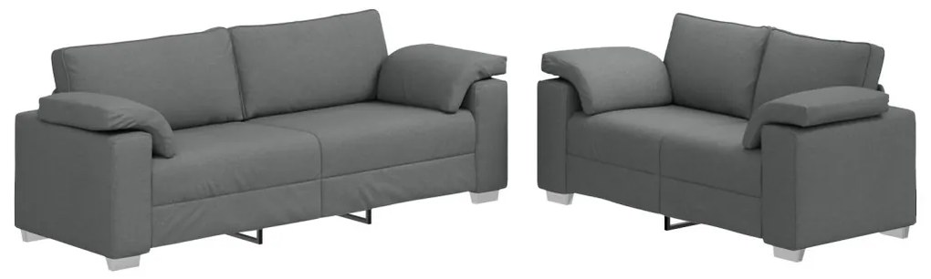2 darabos kanapészett párnákkal, sötétszürke szövetből