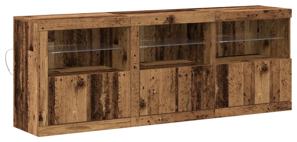 Széf LED -es lámpákkal Régi fa 181.5 x 37 x 67 cm Faanyag