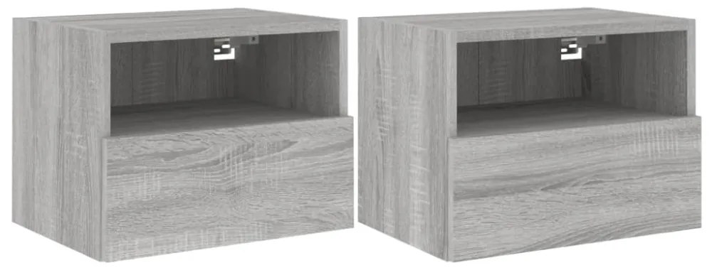 2 db szürke sonoma szerelt fa fali TV-szekrény 40 x 30 x 30 cm