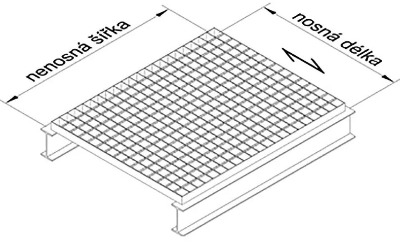 Acél padlórács 50 x 100 x 3 cm, ezüst