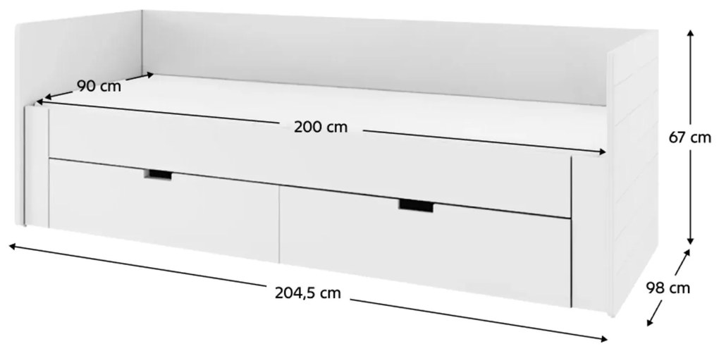 Egyszemélyes ágy 90 cm Anatomy (fehér)  (ágyráccsal). 1101133