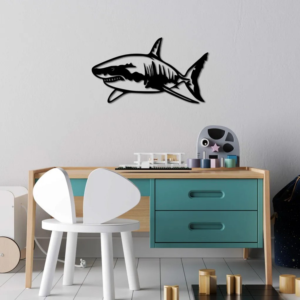Shark fém fali dekoráció, 50×28 cm