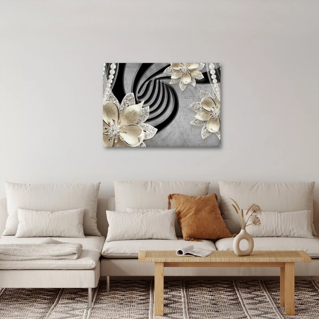 Kép - 3D arany virágok (70x50 cm)