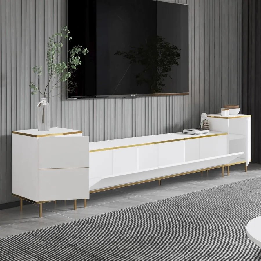 TV szekrény Imaj - White, Gold