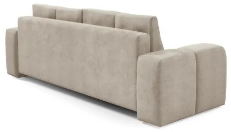 ALMADA bézs kárpitozott, kihúzható háromszemélyes kanapé tárolóval