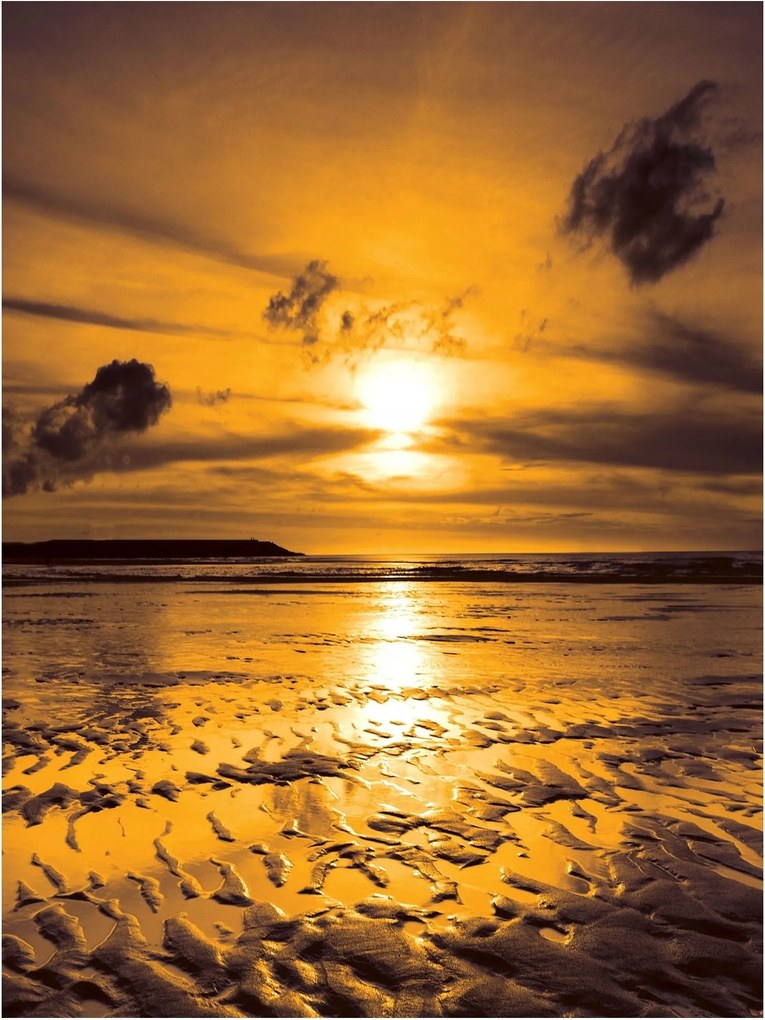 Fotótapéta Naplemente óceán arany felhők vinil 184x254 +ragasztó