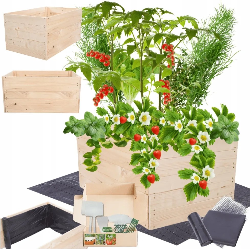 Magasított ágyás zöldséges fa ládák virágtartó 45x100x60