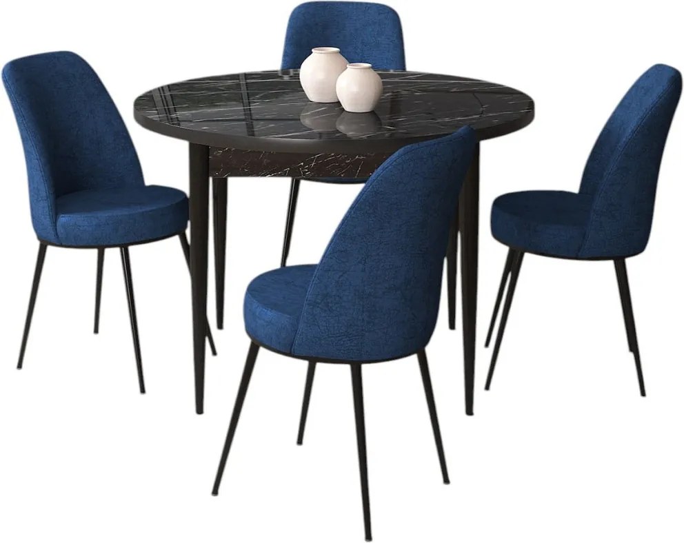Tor étkezőgarnitúra, fekete márvány-tengerészkék, 90 cm
