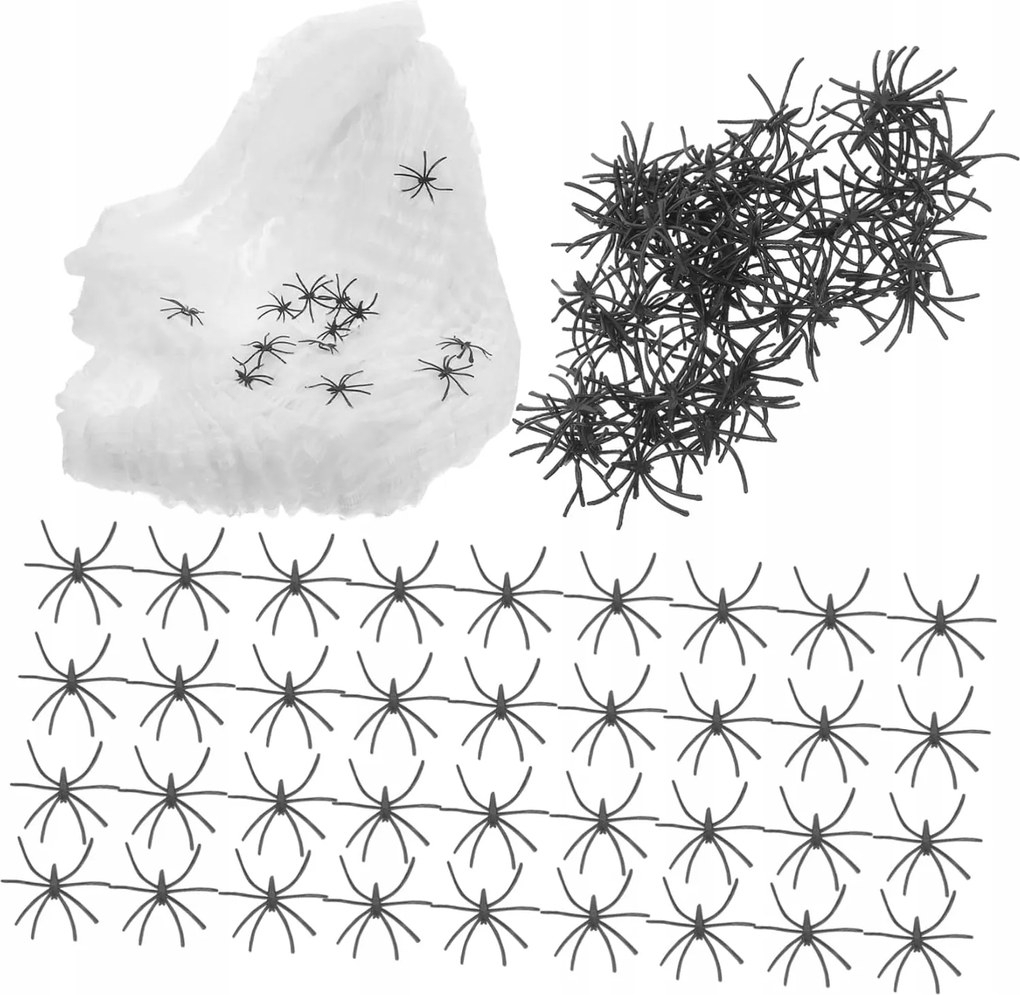 Hatalmas Mesterséges Pókháló 32 Pókok Halloween Dekoráció Nagy Fehér Dekoráció