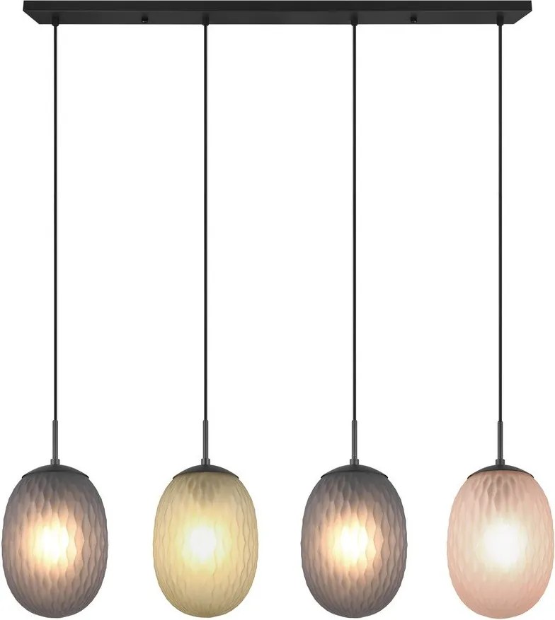 Matt fekete függőlámpa üveg búrával Facette – Trio