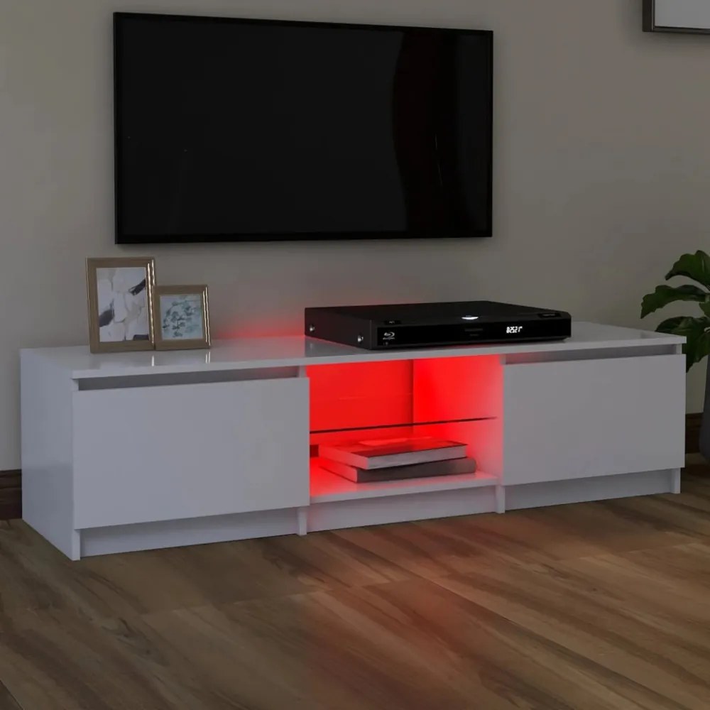 fehér TV-szekrény LED lámpákkal 140 x 40 x 35,5 cm