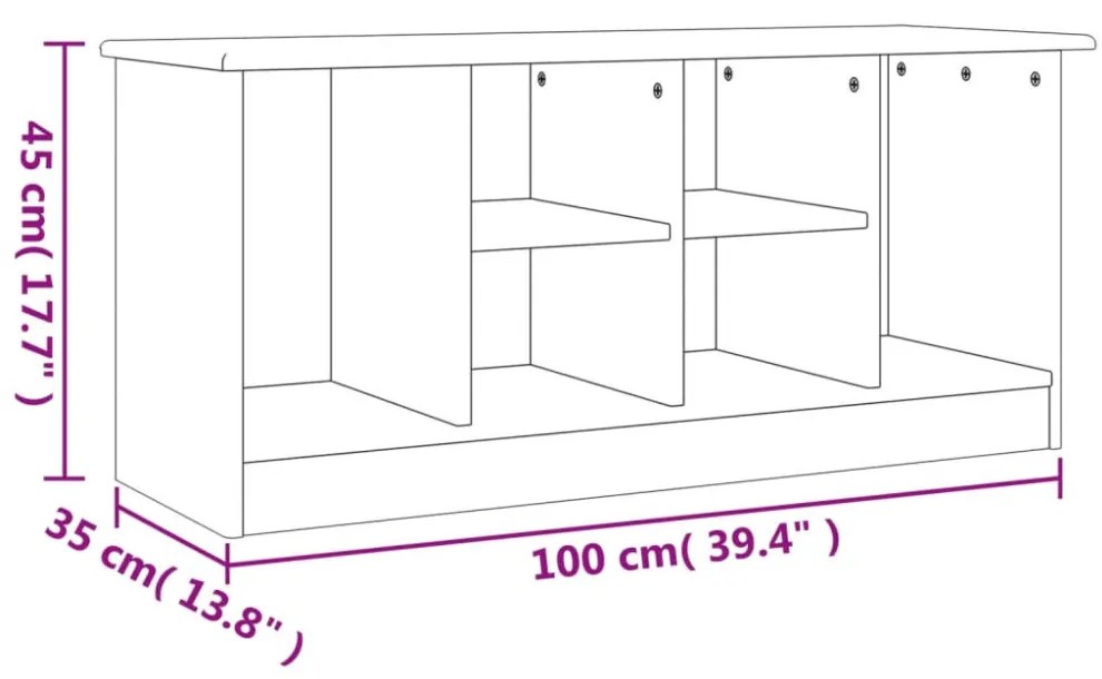 ALTA tömör fenyőfa cipőszekrény 100x35x45 cm
