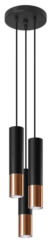Sollux SL.0949 - Csillár zsinóron LOOPEZ 3xGU10/10W/230V kerek fekete/réz