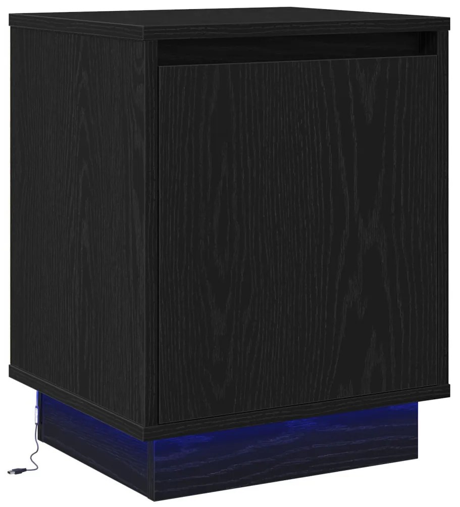 Éjjeli szekrények LED világítással 2 db Fekete 39x34,5x50 cm