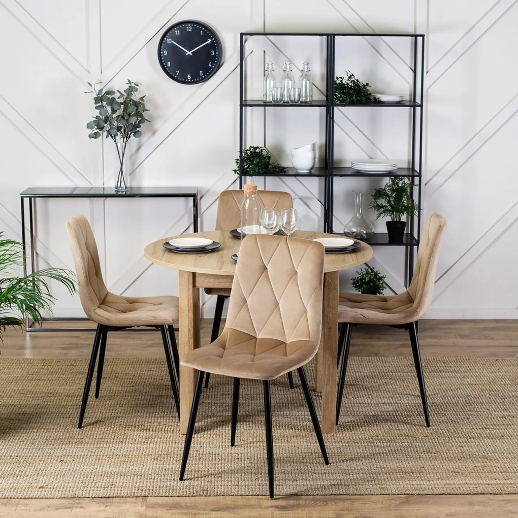 Szék bézs színben, bársony kárpittal ROBIN