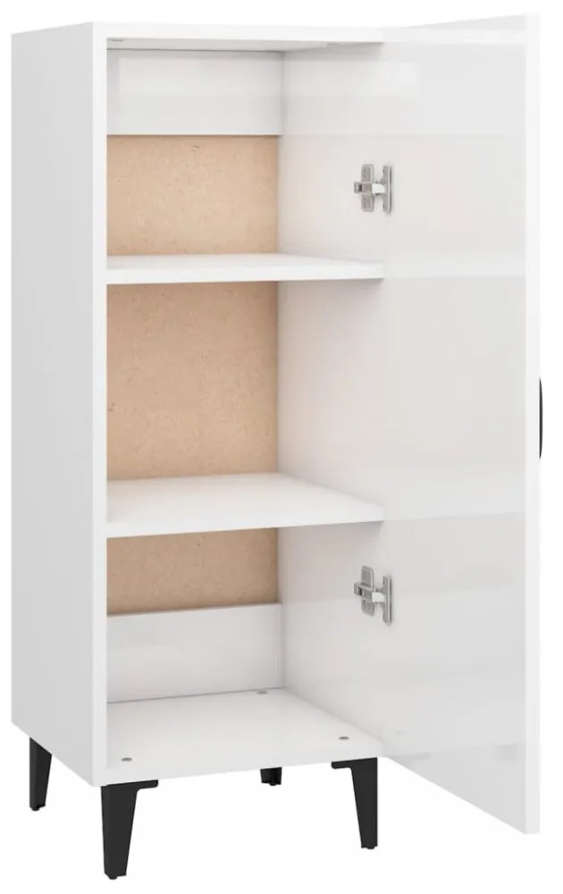 magasfényű fehér szerelt fa tálalószekrény 34,5 x 34 x 90 cm