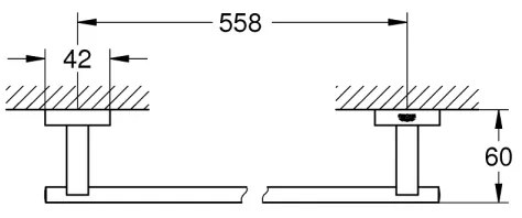 GROHE 40509001 - ESSENTIALS CUBE 600 mm törölközőtartó, fényes króm