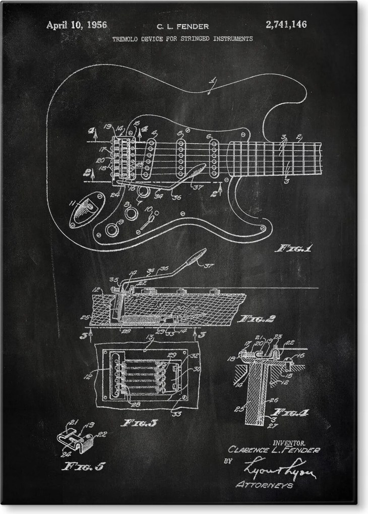 Fém poszter Guitar tremolo Slate Tábla 30 x 42 cm +ajándék