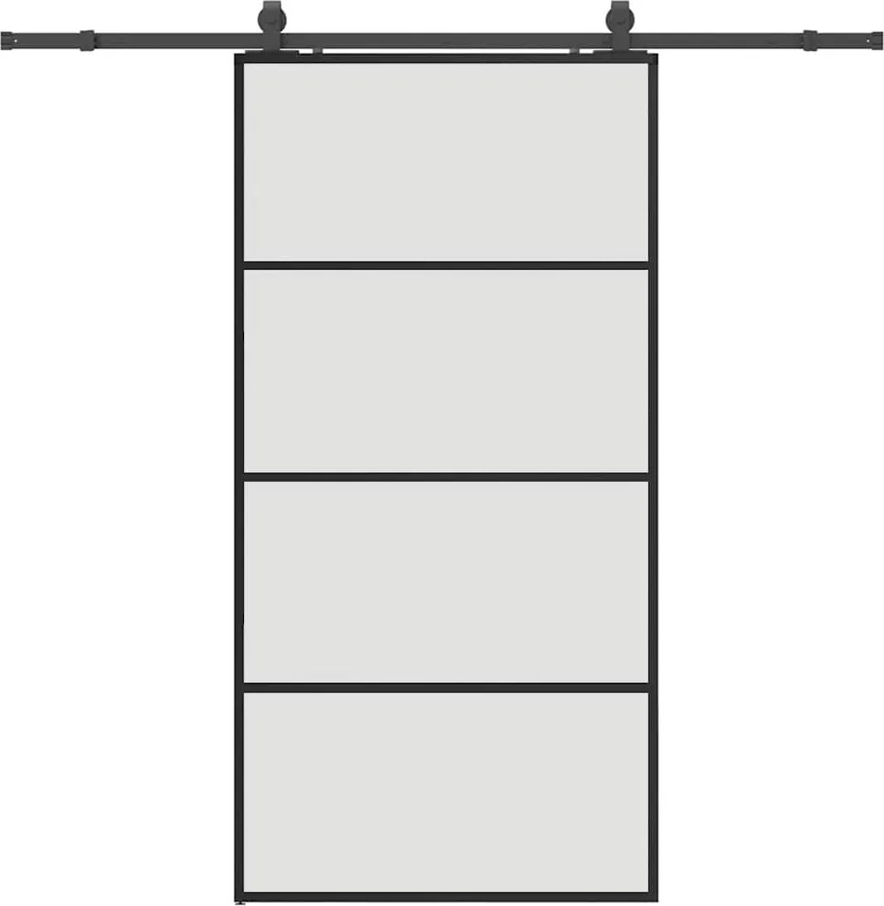 vidaXL fekete ESG üveg tolóajtó fémszerelvény-szettel 102,5x205 cm