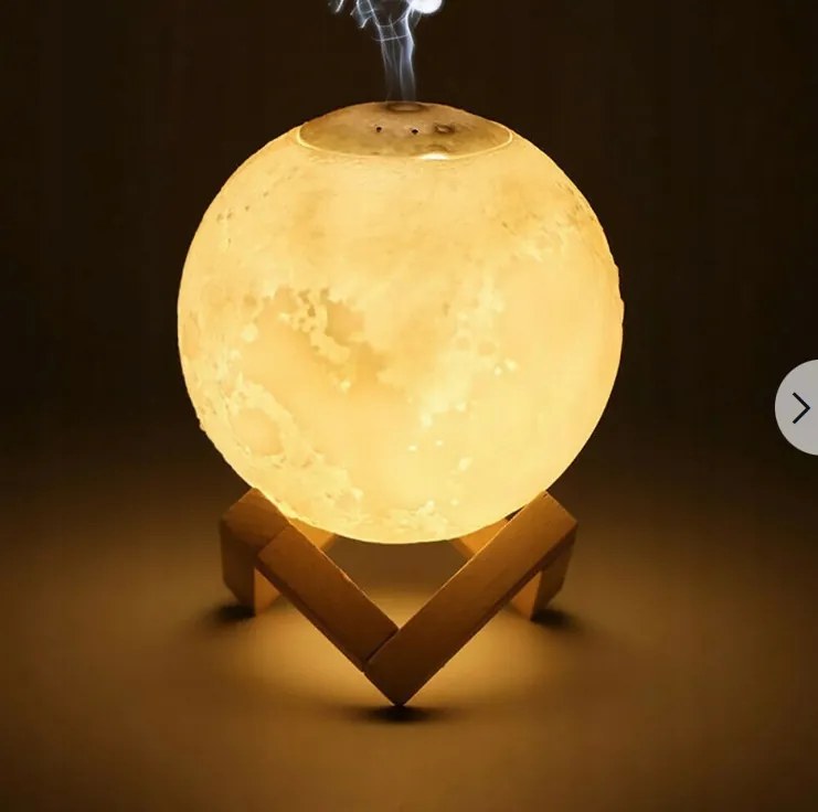 3D lámpa többszínű hold alakú LED-del és párásítóval 80 ml