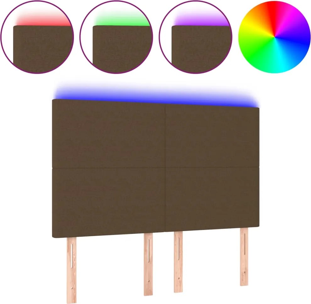 vidaXL sötétbarna szövet LED-es fejtámla 144x5x118/128 cm