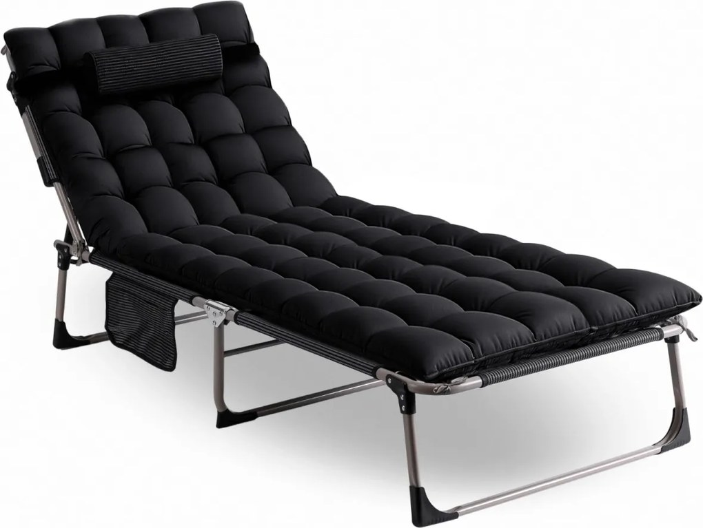 Napágy, kárpitozott kerti pihenőágy fekete színben. VENUS