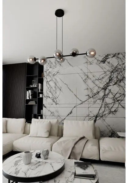 Csillár zsinóron ROSSI 6xE14/10W/230V fekete/szürke