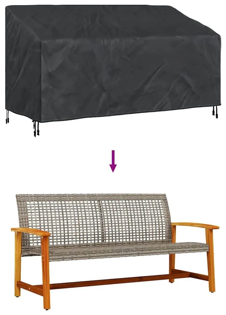 Kerti Pad Borító Fekete 175 x 85 x 65 / 94 cm 420D szövet
