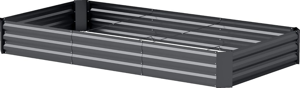Outsunny Kültéri Virágtartó, Téglalap Alakú Kerti Zöldségemelő Fémágyás Biztonsági Peremmel és Nyitott Aljjal, Virágokhoz, Fűszerekhez, 240 x 120 x 30