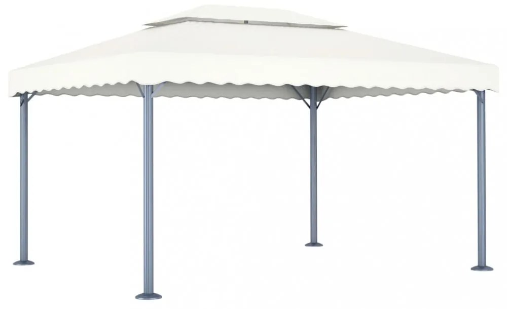 krémszínű alumíniumpavilon LED fényfüzérrel 400 x 300 cm