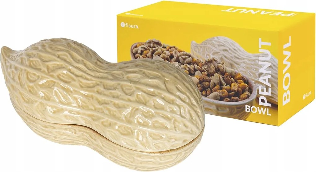 Realisztikus földimogyoró alakú kerámia tál 20x12cm