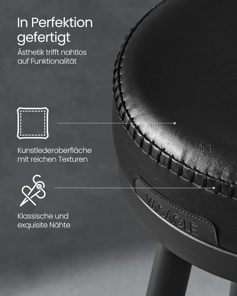 Ekho 360°-ban forgatható bárszék 2 darabos szett, 76 cm magas, tintafekete színben