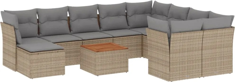 vidaXL 11részes vegyes bézs polyrattan kerti ülőgarnitúra párnákkal