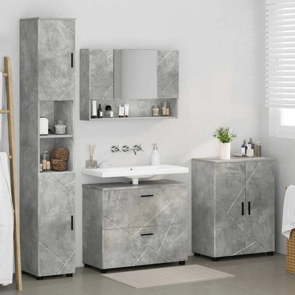 Fürdőszoba bútor szett 4 pcs Beton szürke 30 x 35 x 192 cm