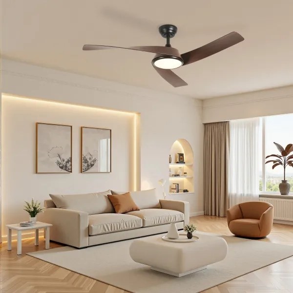 ZEVENTI - LED mennyezeti ventilátor AERYS LED/24W/230V Wi-Fi Tuya fekete/dió + távirányító