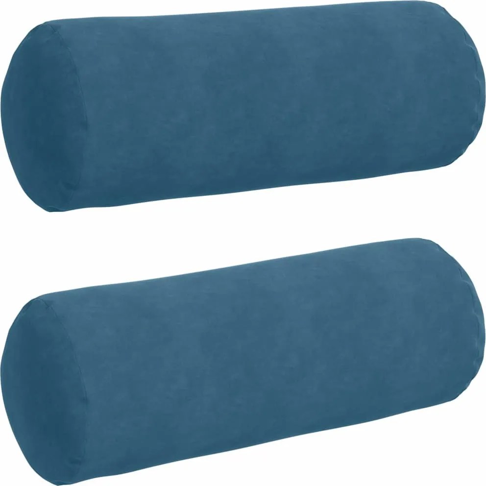 vidaXL Hengerpárnák 2 pcs Kék Ø 25 x 70 cm Bársonyos szövet