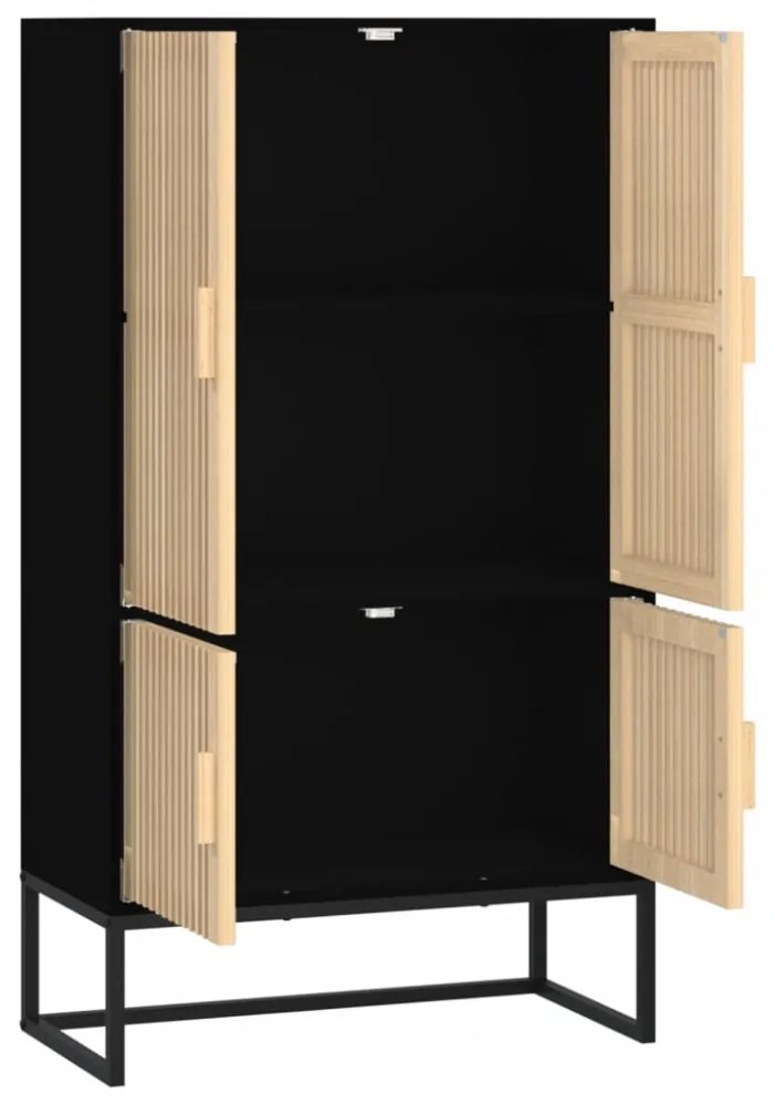 fekete szerelt fa magasszekrény 70 x 35 x 125 cm