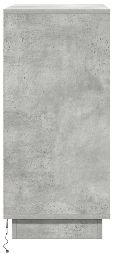 LED-es oldalszekrény, betonszürke, 71x34,5x75 cm, mérnöki fa